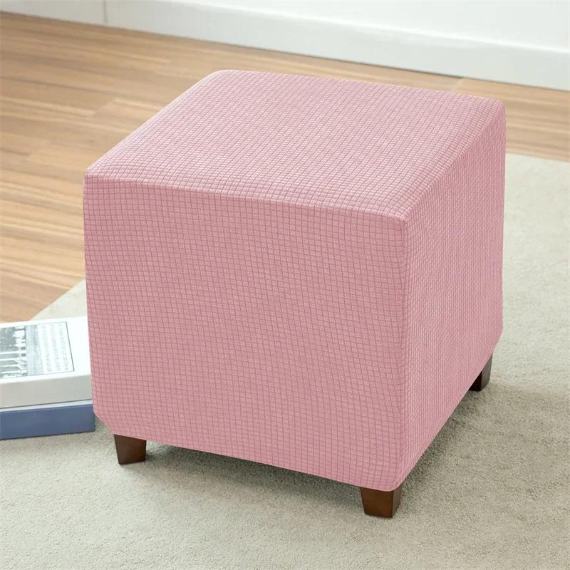 1PC Polar Fleece Ottoman Cover Solid Color Square Fußhocker Cover Stretch All-inclusive Fußstütze Schonbezug Home Hotel Decor