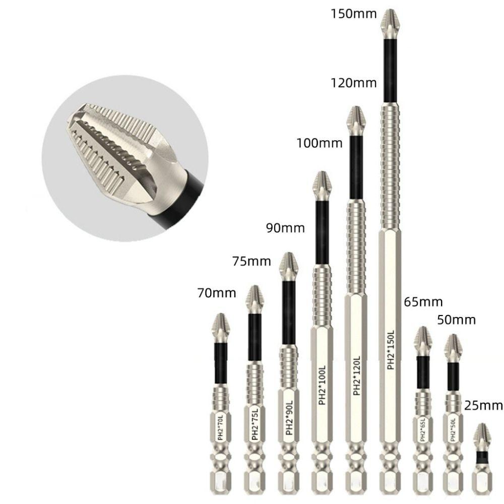 9Pcs Portable Anti-shock Screwdriver Bit Non-slip Shock Resistance Magnetic Batch Head Durable Wear-resistant Cross Drill Bit