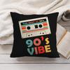 Vintage Retro Cassette Tape Cushion Cover Short Plush Double-Sided Printing Home Machine Washable In Warm Winter Pillow Cover
