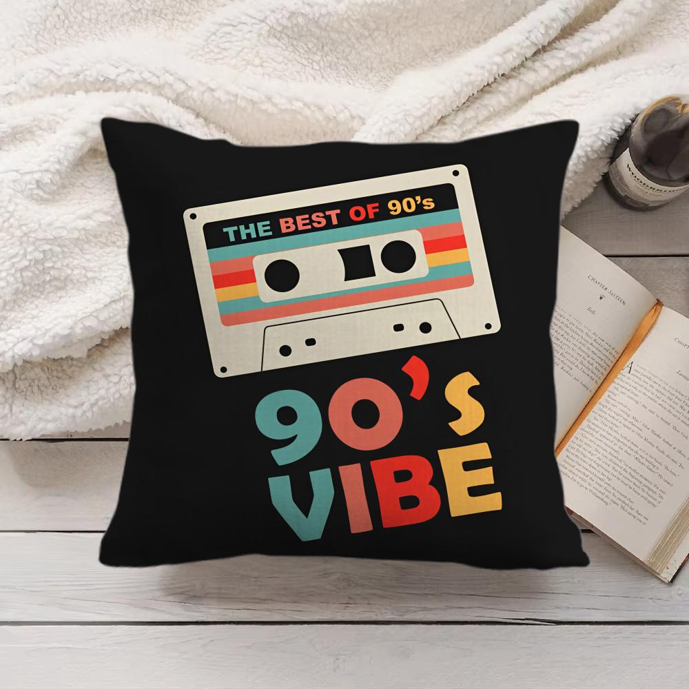 Vintage Retro Cassette Tape Cushion Cover Short Plush Double-Sided Printing Home Machine Washable In Warm Winter Pillow Cover