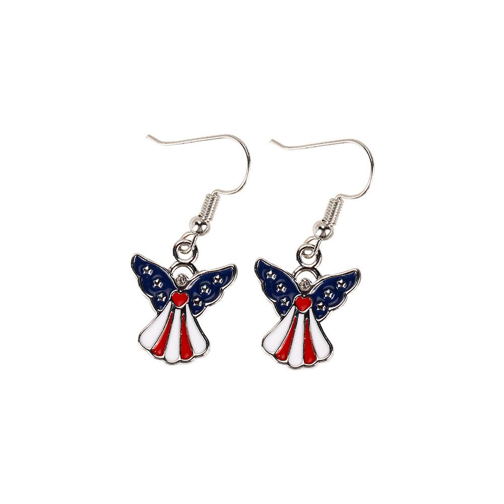 1 Pair American Flag Butterfly Boots Yeah Cowboy Hat Angle Wing Drop Earrings For USA Patriot Party Jewelry Festival Gift