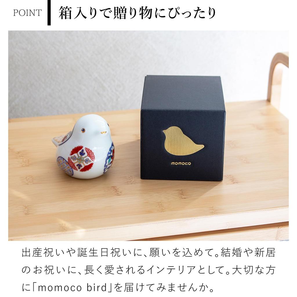 Momoco Bird Auspicious Bird Old Imari Small Bird Figurine Interior Decor Handcrafted by Artisans Arita Ware Stylish Decorative Porcelain Object
