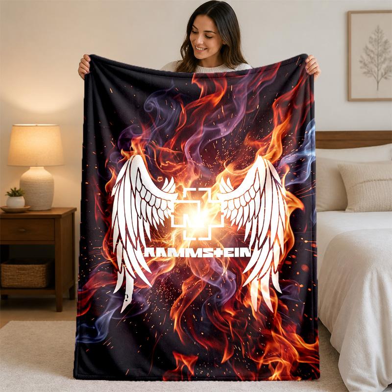 Rammstein Print Flannel Blanket Cozy Lightweight Plush Throw Blanket For Bed Sofa Household Use