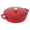 Staub Braiser Induction Braiser with Chistera Drop Structure Round Cherry Sauté Pan, 24cm, Compatible, Enamel, Double-Handled, Stylish, Insulated,