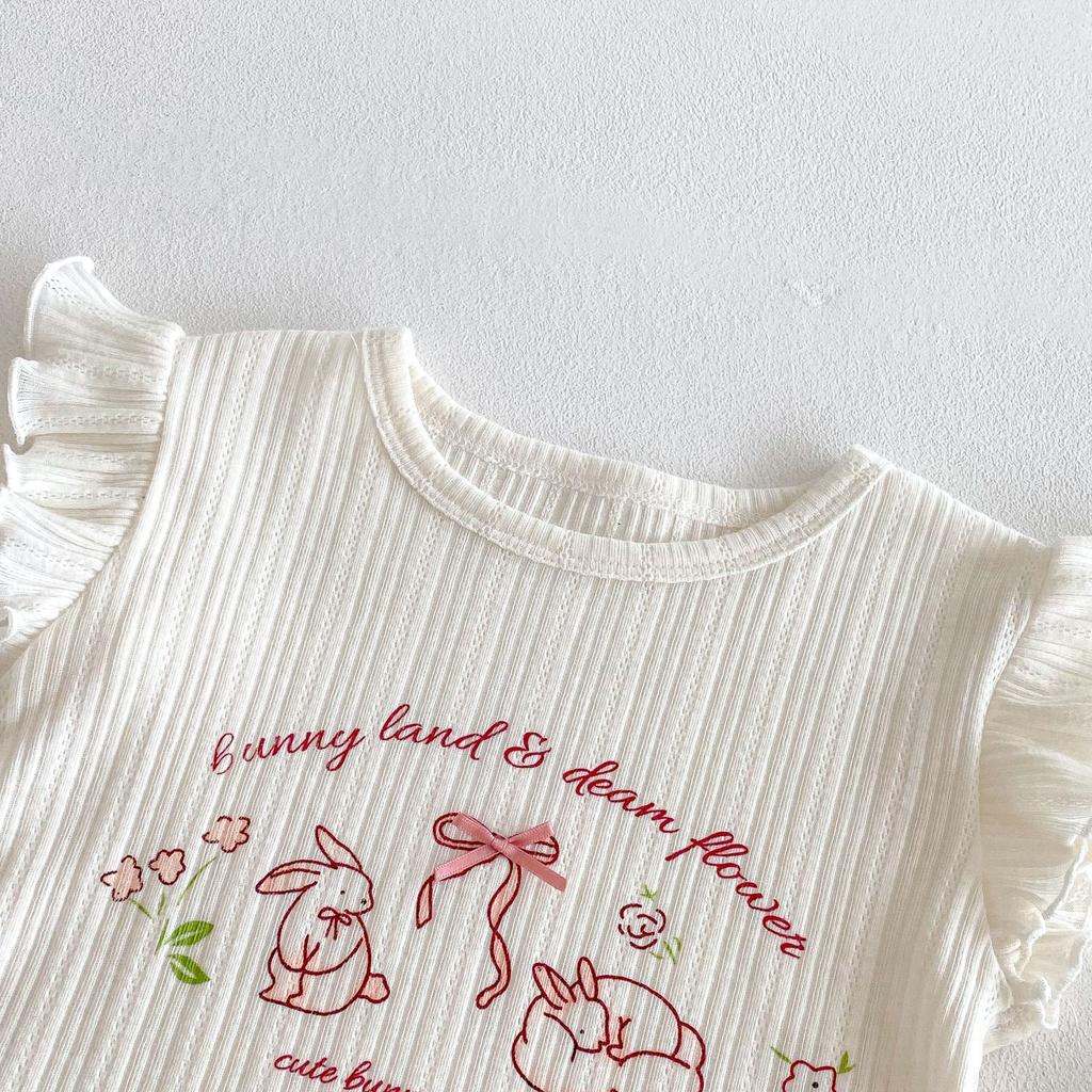 Baby Girls Cute Rabbit Print T Shirt Summer Short Sleeve Casual Fashion Top