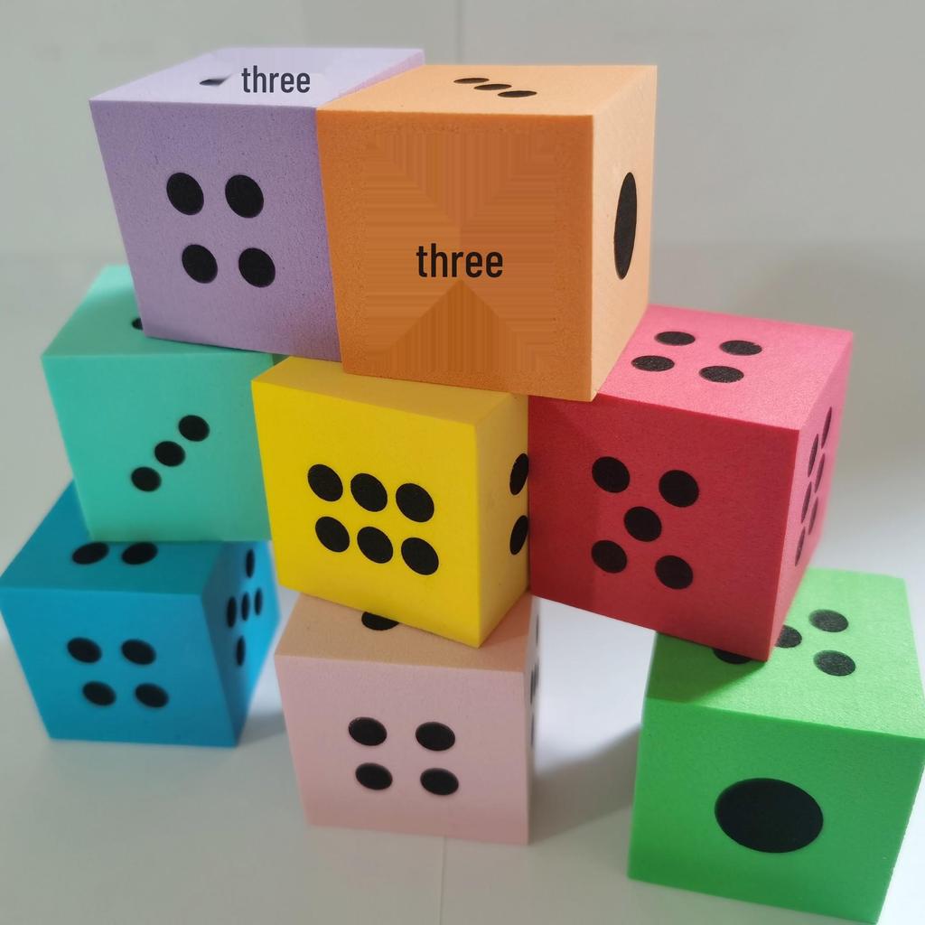 8cm EVA Rounded Corner Foam Dice - Six-Sided, 3.8cm Square