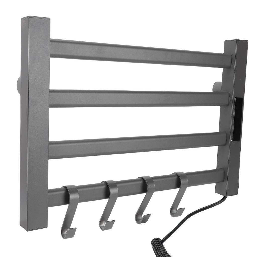 4 Towel Warmer Rack Smart Touch Control Wall Mounted Towel Heater Rack for Bathroom Gray Right Line 45x35cm