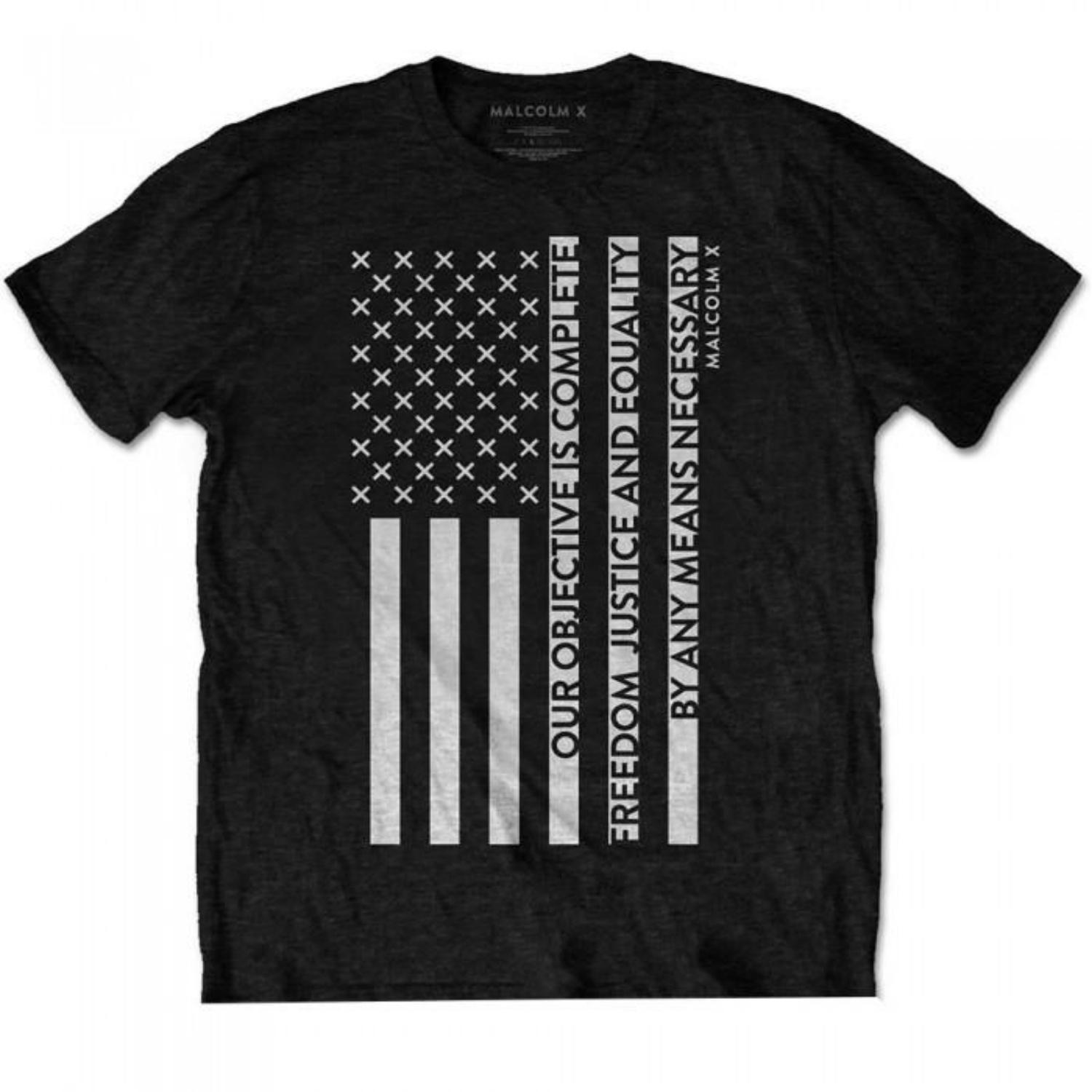Malcolm X Unisex Adult Freedom Flag Cotton T-Shirt S