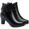 Mamas Herbst/Winter Weiche Leder-Baumwollschuhe 2021 Neue kurze Stiefel Plus Samt Dicker Absatz Schleife Damenschuhe mittleren Alters