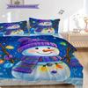 Snowman Pattern Bedding Quilt Set Quilt Cover Pillowcase Home Decoration Birthday Gift (1 * duvet cover + 2 * pillowcase, without core)