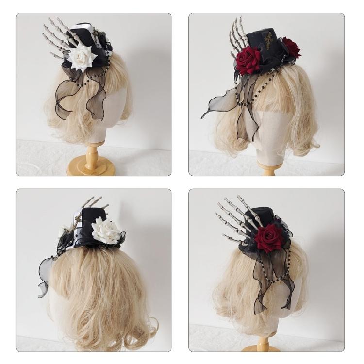 Top Hat Hair Clip Flower Ribbon Hairpin Punk Halloween Bunches Hair Clip