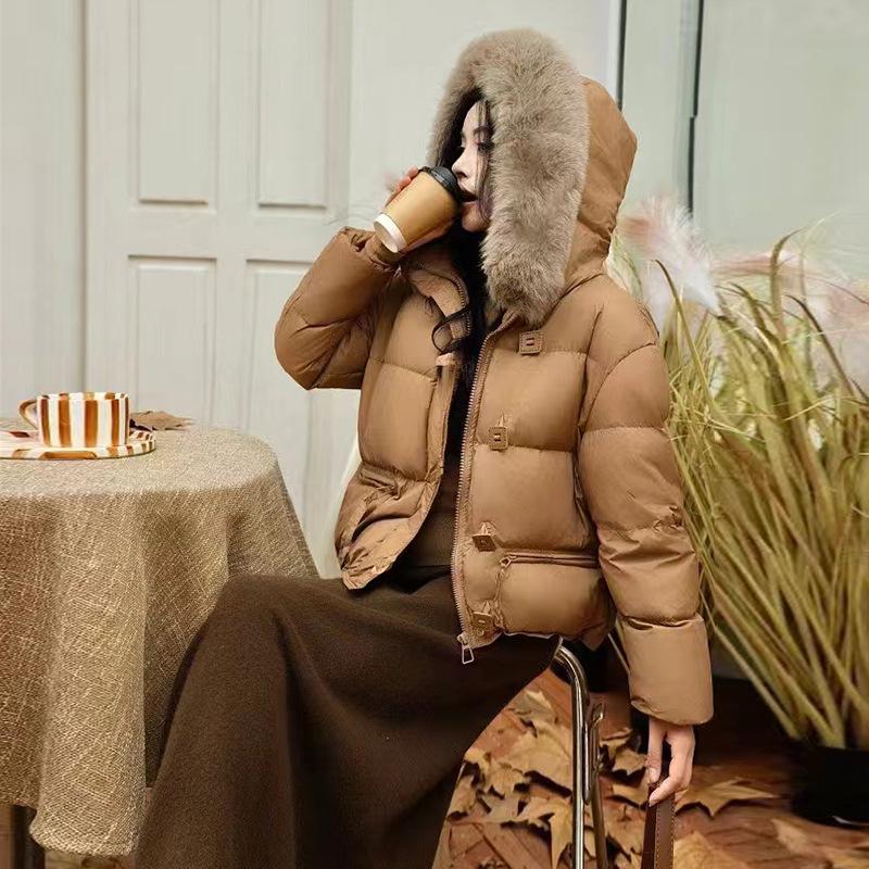 

Высококлассный пуховик с воротником из лисьего меха, длинный и короткий, для женщин, зима 2025, новый, утепленный, с квадратной пряжкой, теплая куртка для подруги S