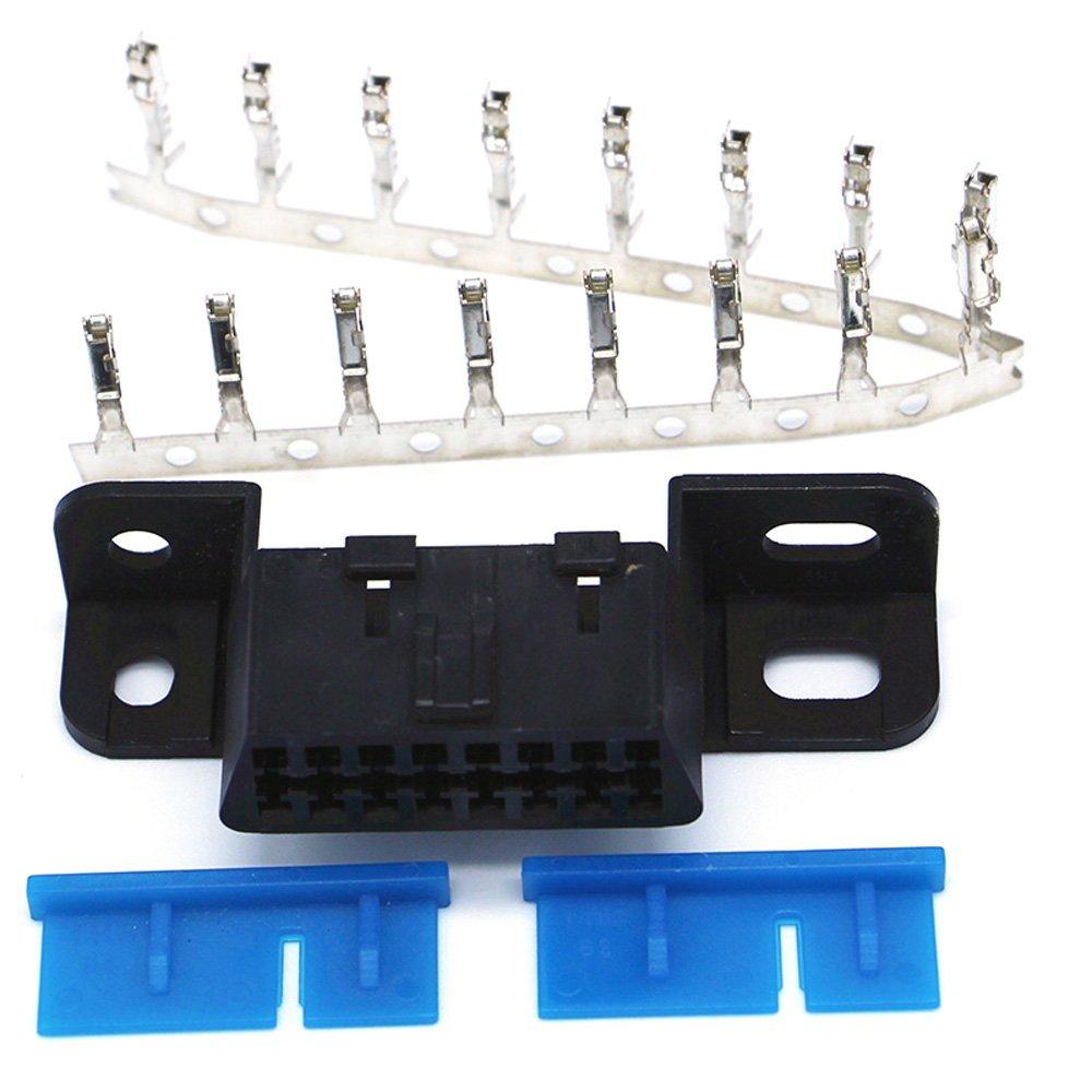 zmart 16 Pin OBD2 Connector Female Socket Angled Connector OBD