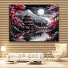 Cherry Blossom Temple Tapestry - Moonlit Art Design,Perfect Gift for Home and Dormitory, Fashionable and Unique Wall Decorations