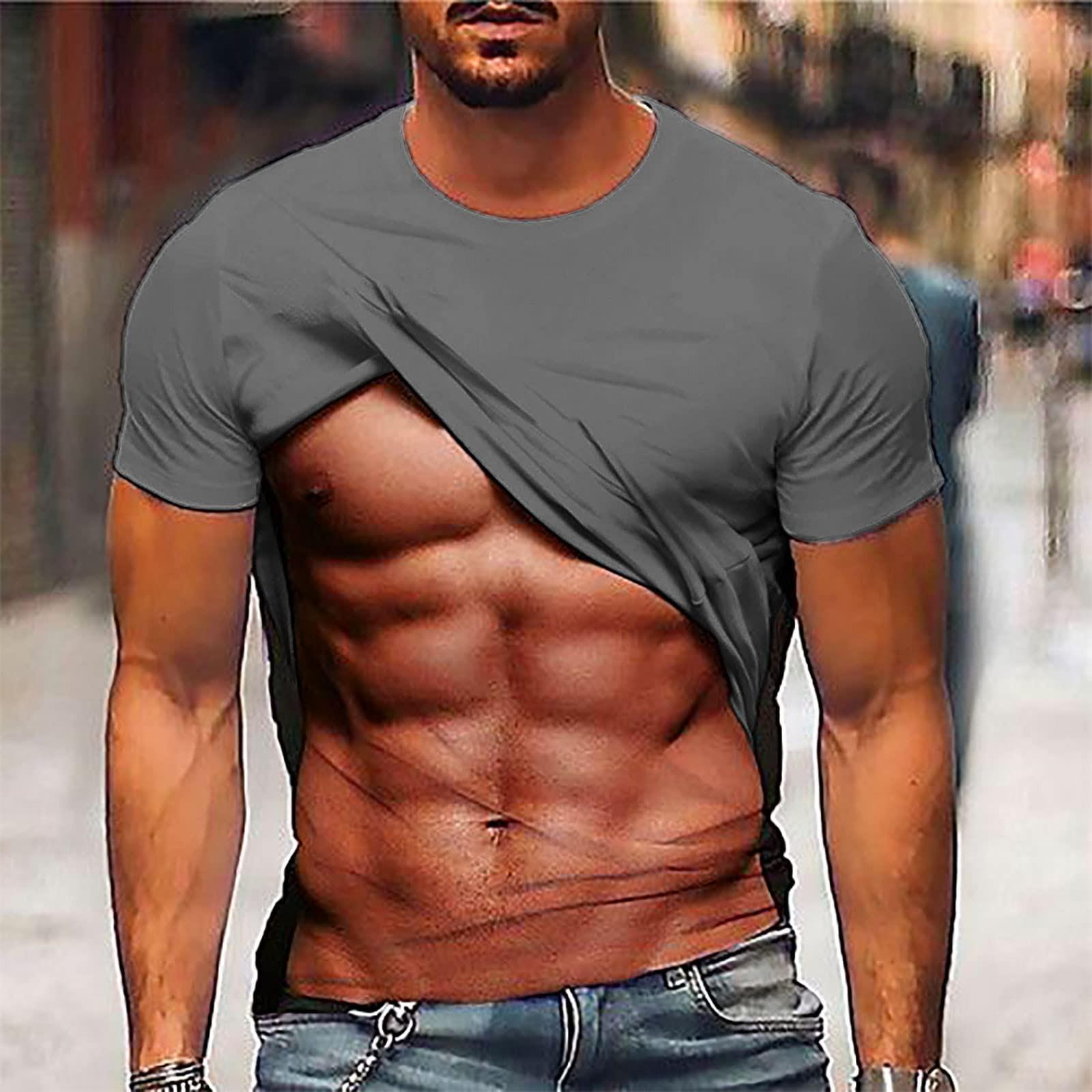 

Мужские футболки, повседневные рубашки с короткими рукавами, градиентные шеи, мягкие свободные футболки с рисунком, летние футболки для мужчин L серый