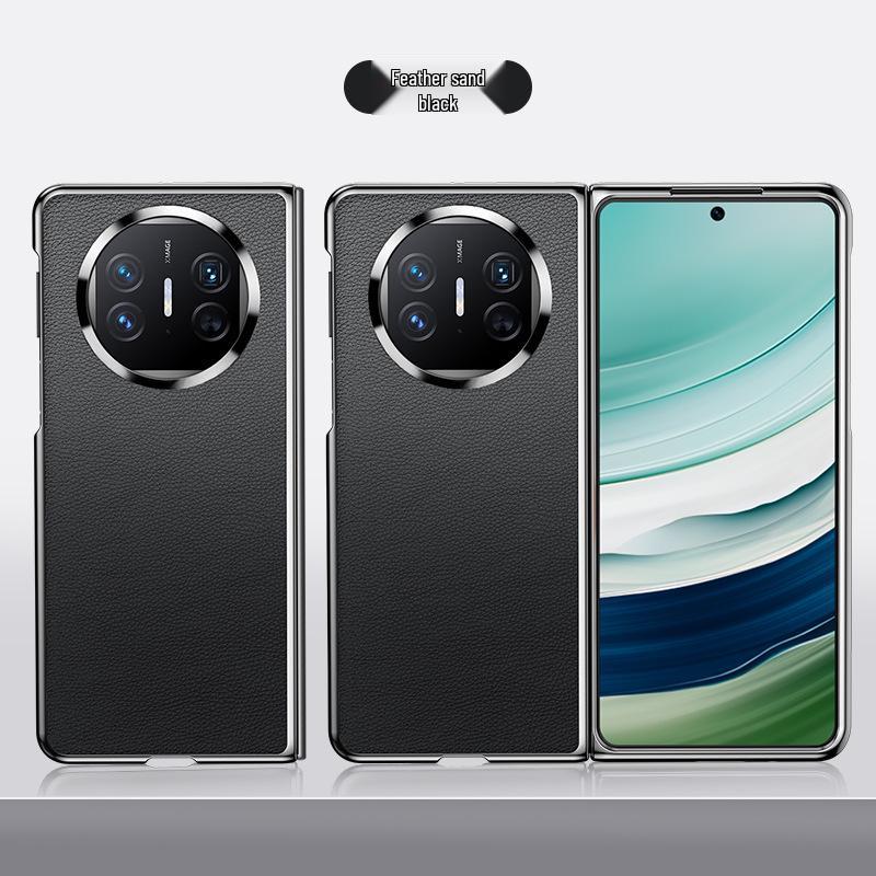Official Electroplated Genuine Leather Huawei MateX5 Folding Screen Phone Case, Anti-Fall Protection