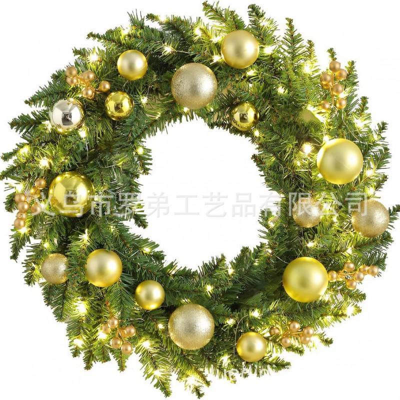 Christmas Decorations Set: LED String Lights Red Poinsettia Flowers Wreath Door Hanging Home Festive Interior
