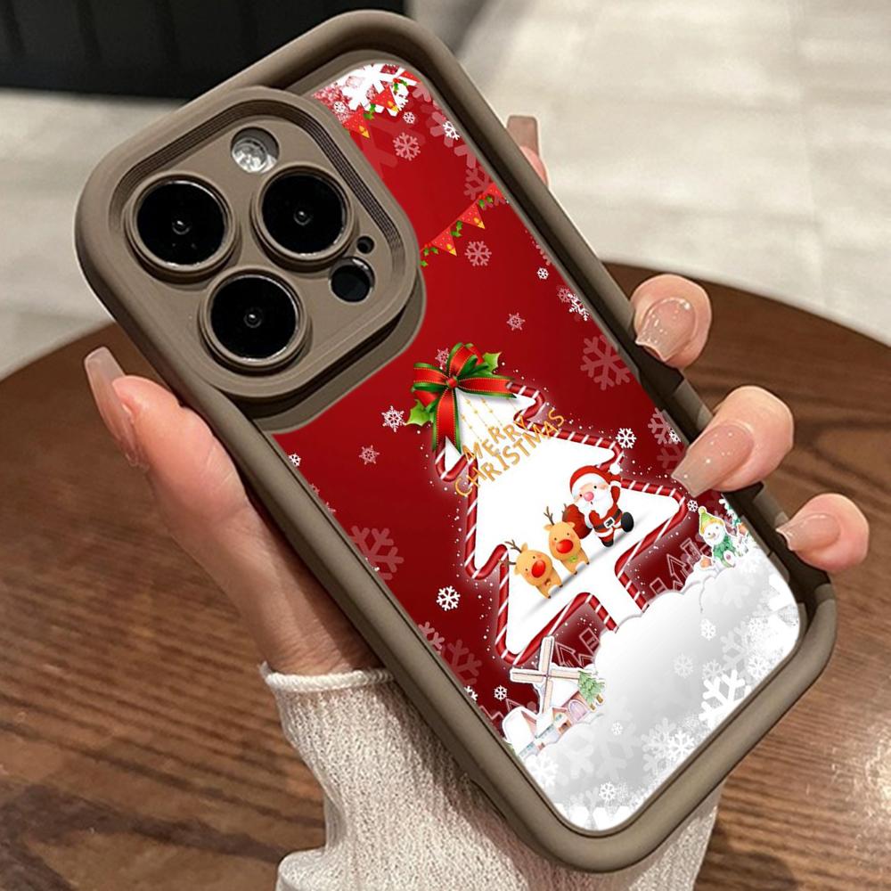 Ae114 Merry Christmas Christmas Tree Art Phone Cases for iPhone 16 14 13 11 Pro Max 15 7 8 6s Plus 12 Mini XR XS Max Angel Eye Ladder Protective Cover