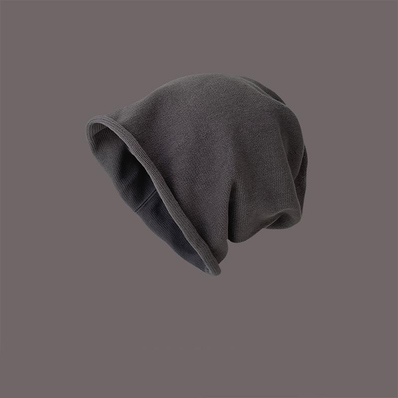 

Стиль Шляпа Универсальный Простой Однотонный Подвернутый край Теплые шапкибини Вязаный серый