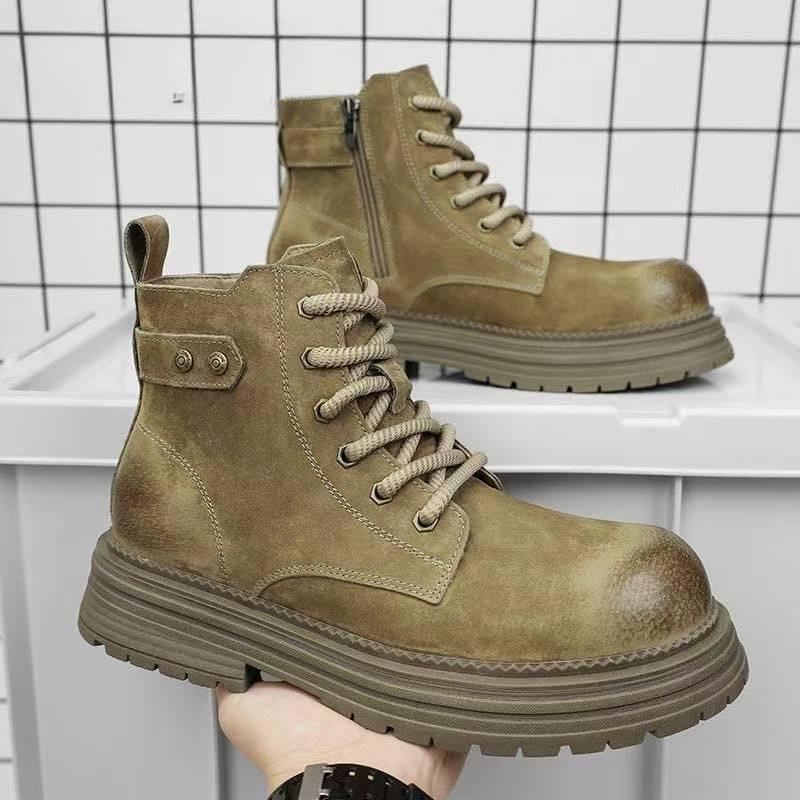 2026 New Men's British Style Boots - Outdoor Non-Slip Wear-Resistant Motorcycle Boots, Platform Elevator Work Boots
