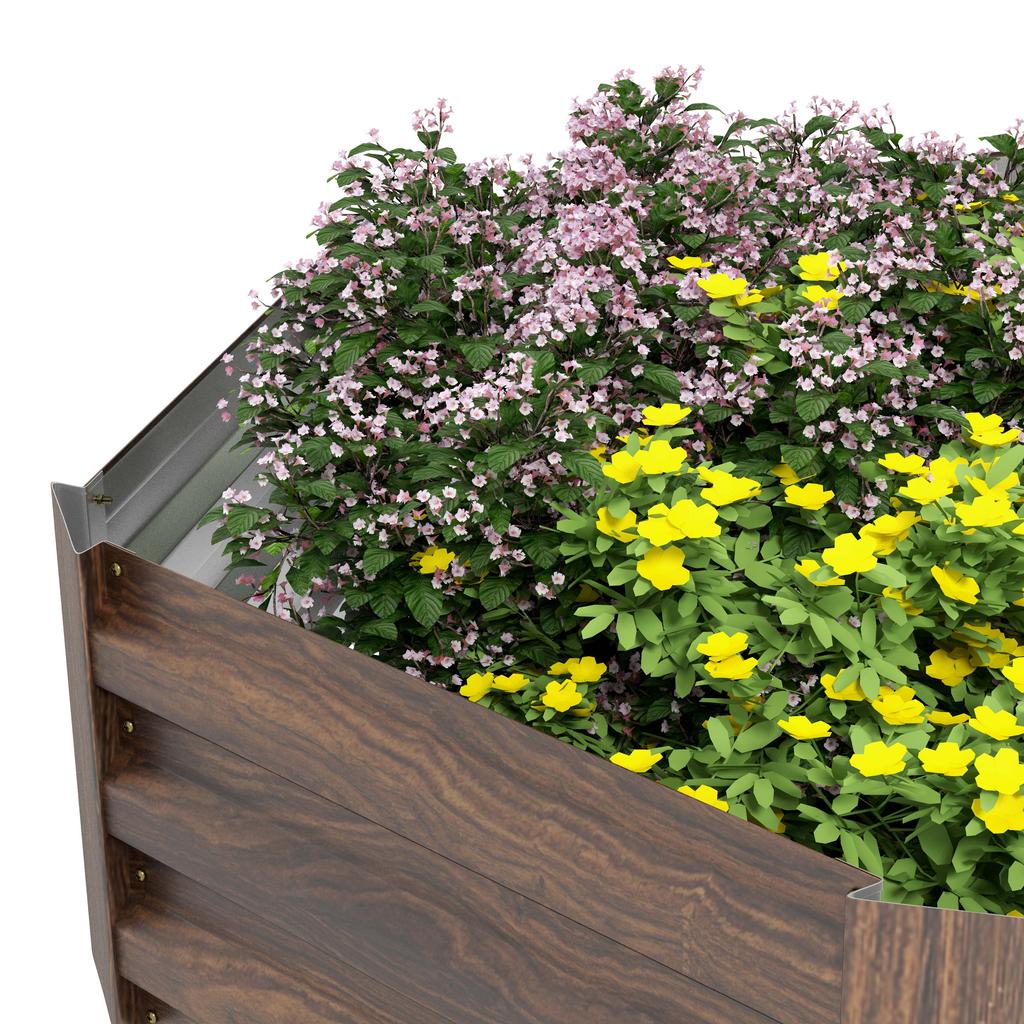 Raised garden bed. Herb garden. Weatherproof. Open bottom. 113 x 98 x 30 cm. Dark brown