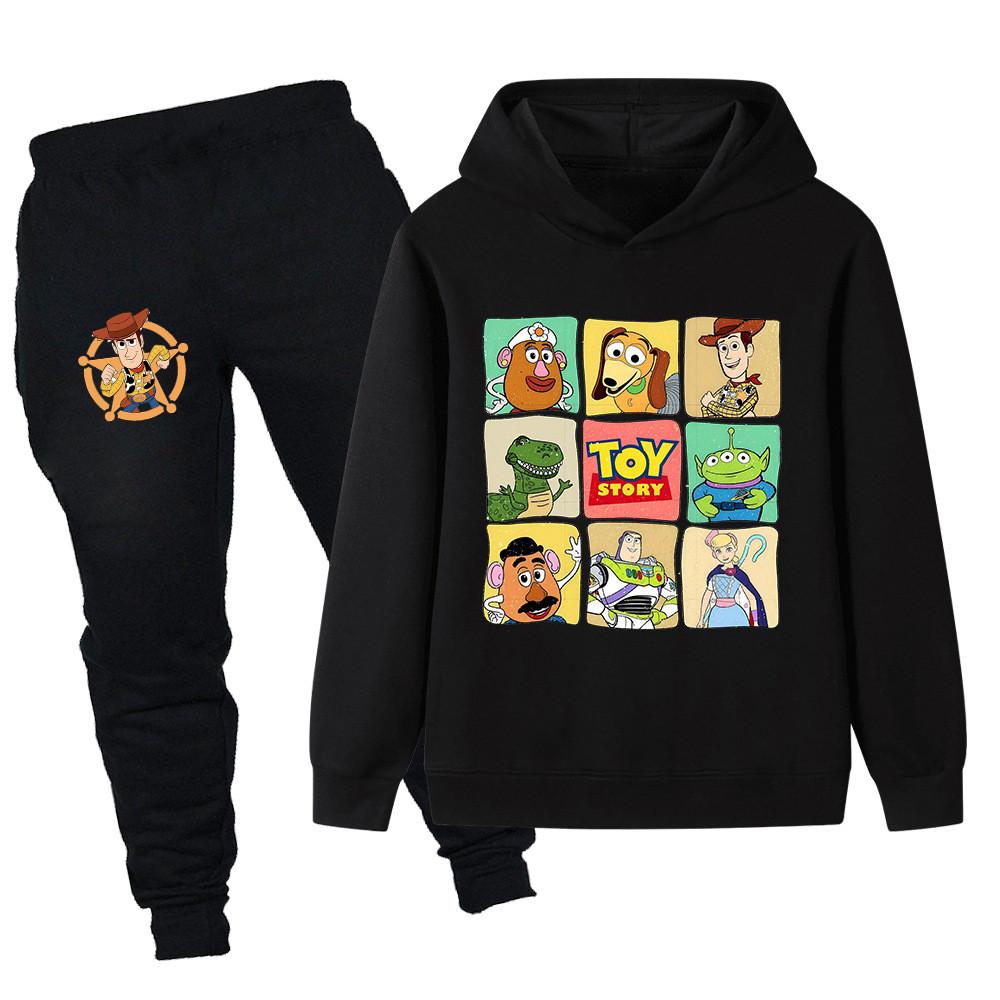 PB1458 Kids Boys Girls Printed Long Sleeves Hoodie Trousers Top Pants Clothes Sets 110cm