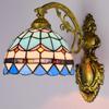 Vintage Baroque Stained Glass Lampshade Stained Glass LED Wall Lamp Wall Light Aisle Corridor Balcony Sconce Lighting  (No Bulb)