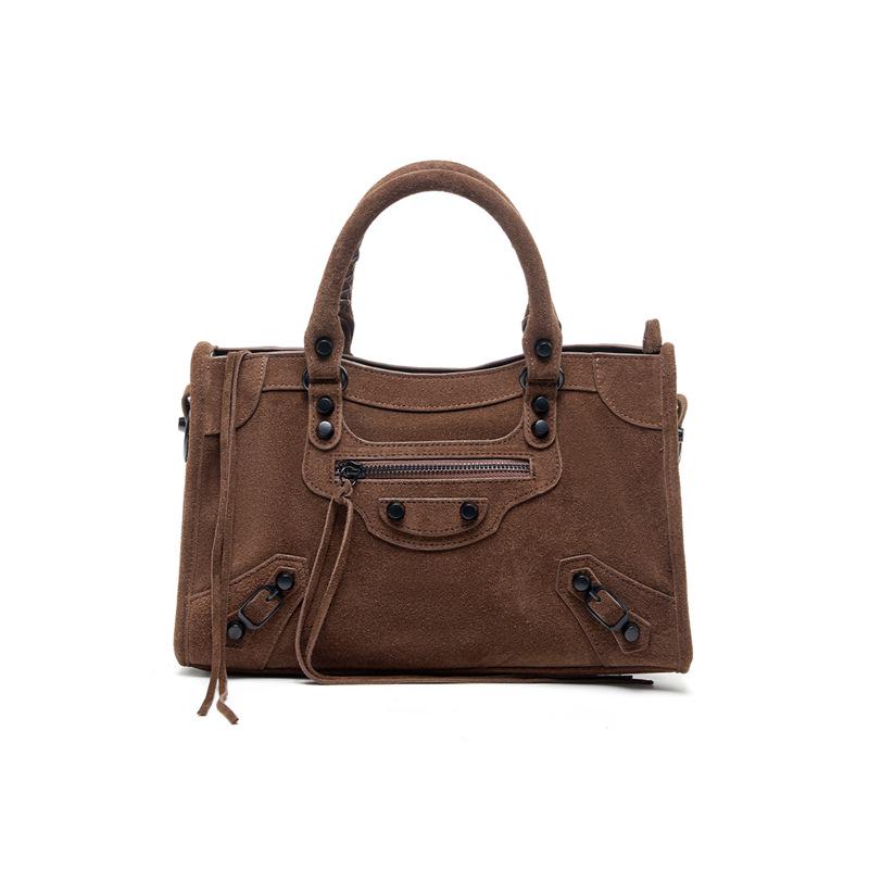 Borsa Tote Retro in Pelle da Motociclista di Grande Capacità per Donna - Borsa a Mano da Pendolare con Cerniera