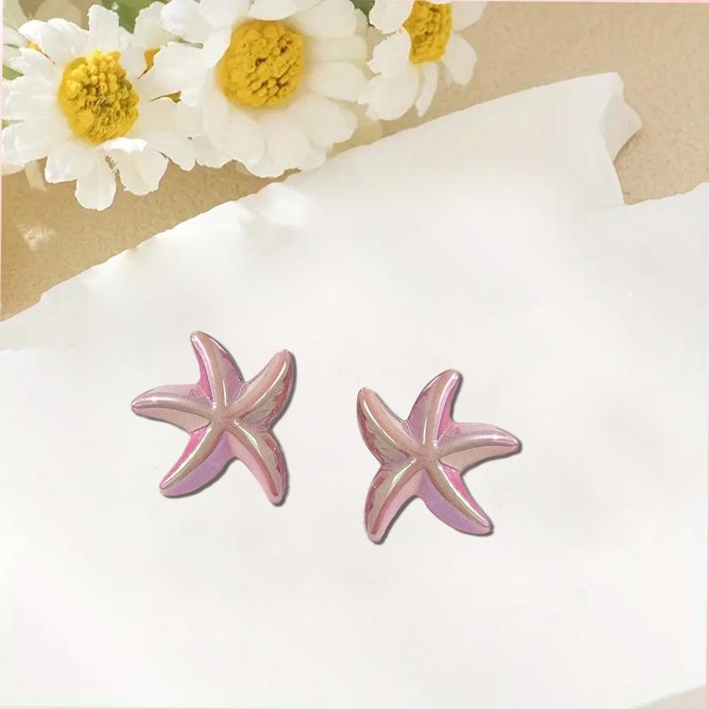 Laser starfish resin stud earrings colorful temperament vacation ocean wind beach