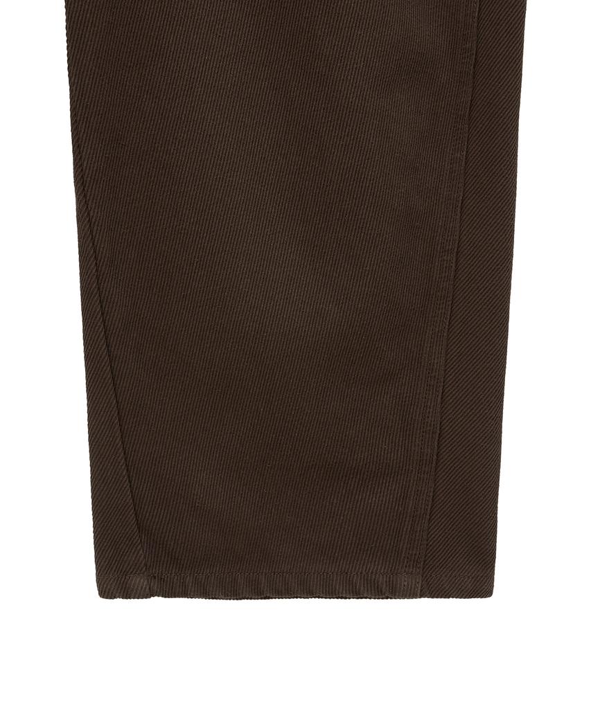 NOIRER Cotton Whipcord Washed Curved Pants (Brown)