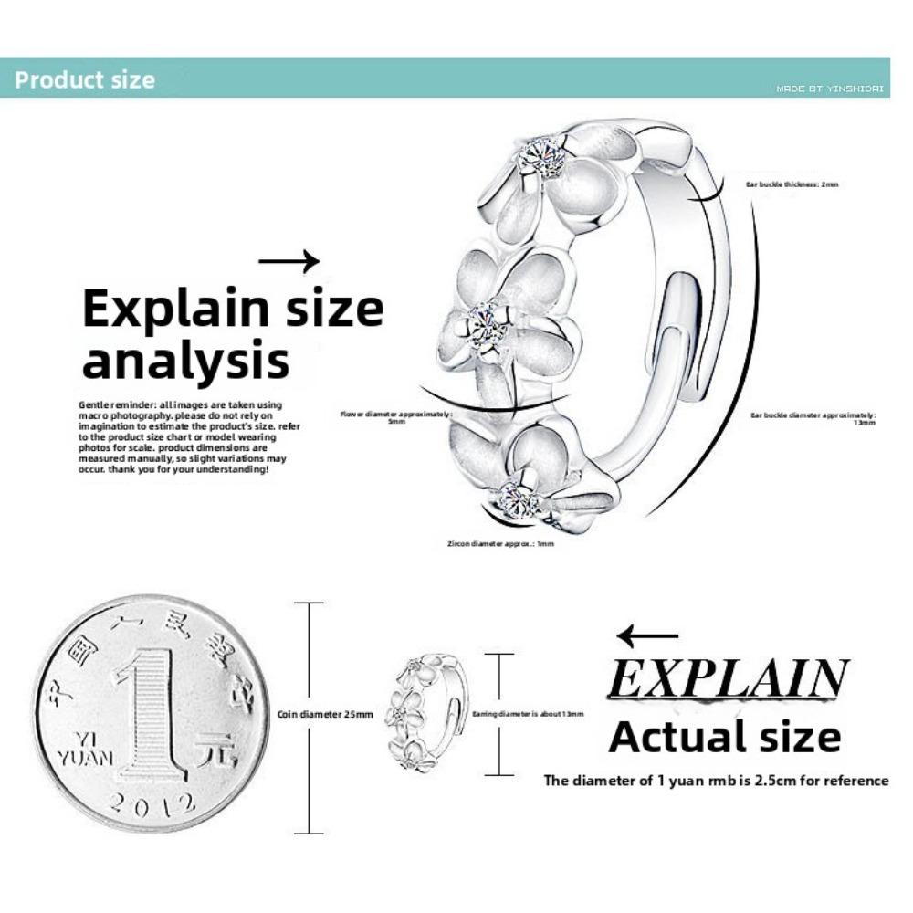 Earring Camellia Flower Ear Clips Silver Plated Copper Earrings for Women Fashion Jewelry