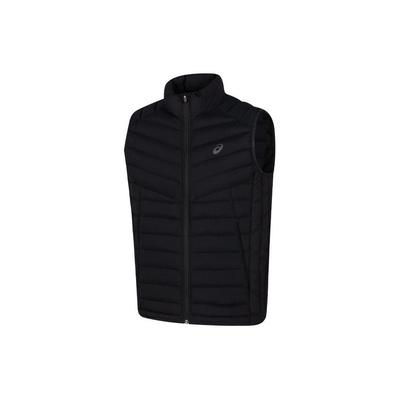 Effen Kleur Buiten Casual Sport Rits Opstaande Kraag Warm Dons Vest Heren Vesten Zwart 2031E441-001