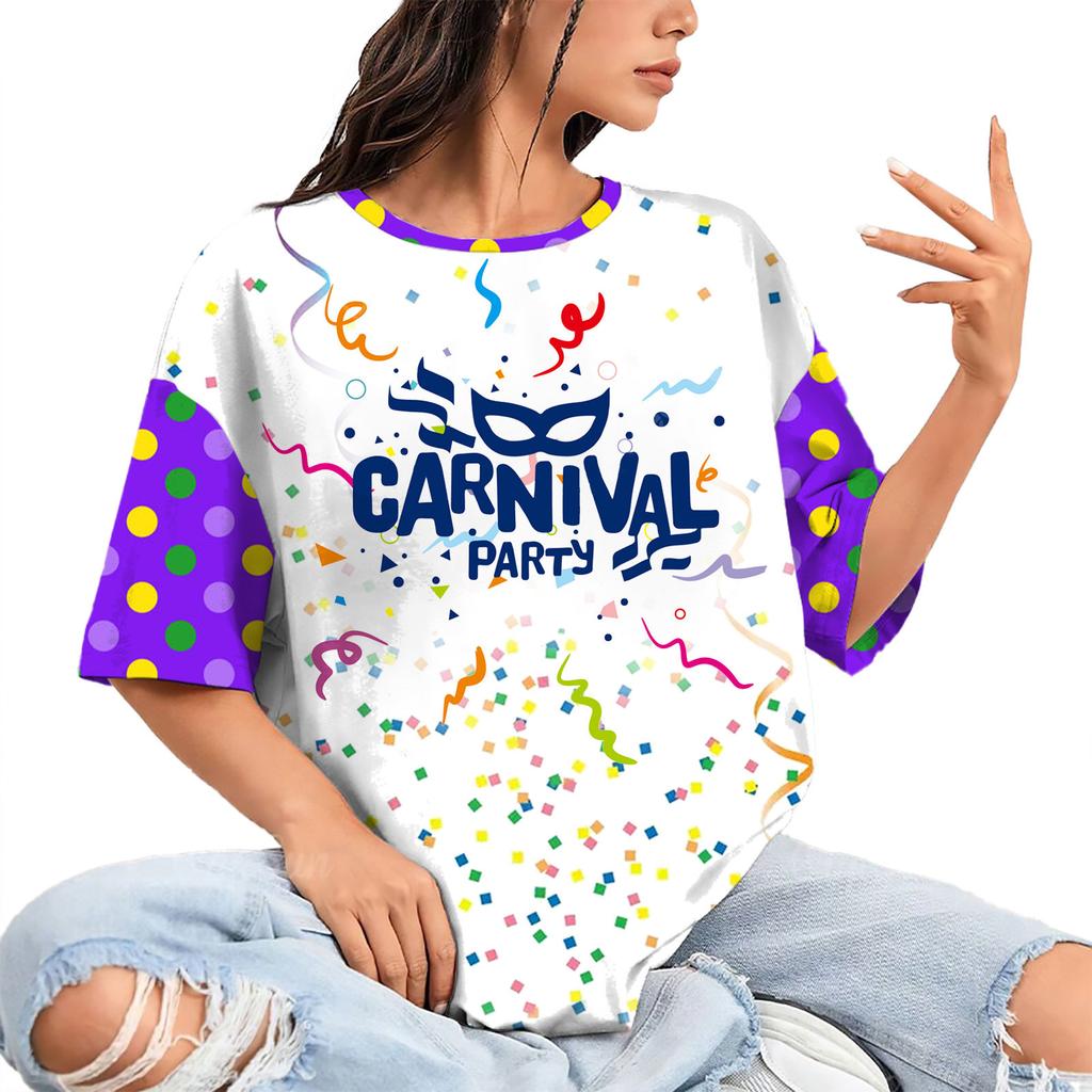 Summer Round Neck 3D Print Top Fashionable Casual Hip Hop Short Sleeved Women's T-shirts