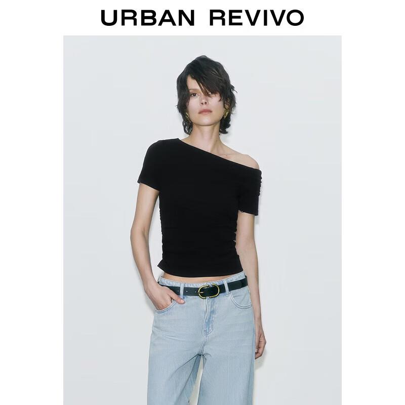 UR Women s 2025 Summer Slim Fit Ruched Short-Sleeve T-shirt S