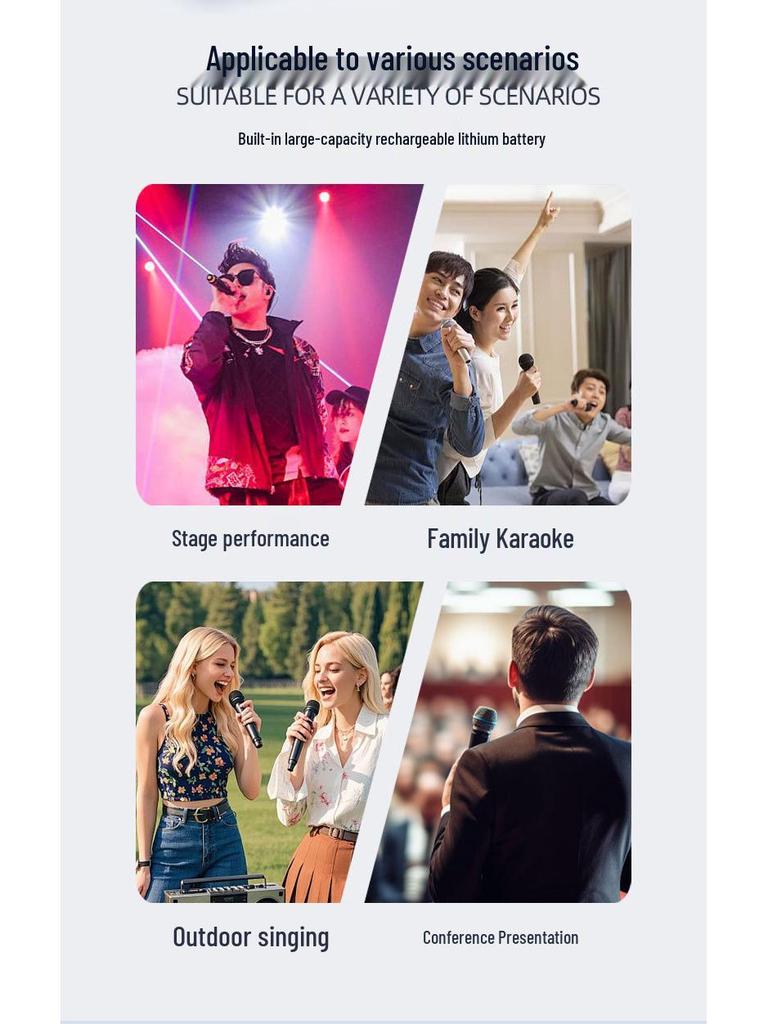 Universal Handheld Wireless Microphone for Home KTV & Live Broadcast with High-Quality Sound & Charging Feature