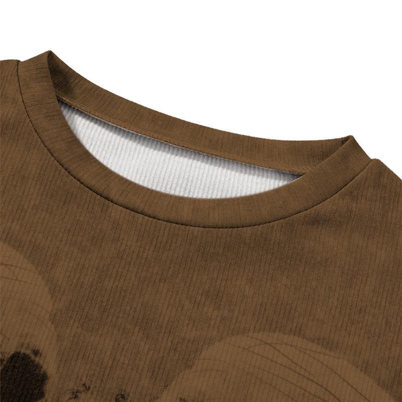 2023 European & American Halloween Skull Print Casual Women's Short Sleeve Sweatshirt Top