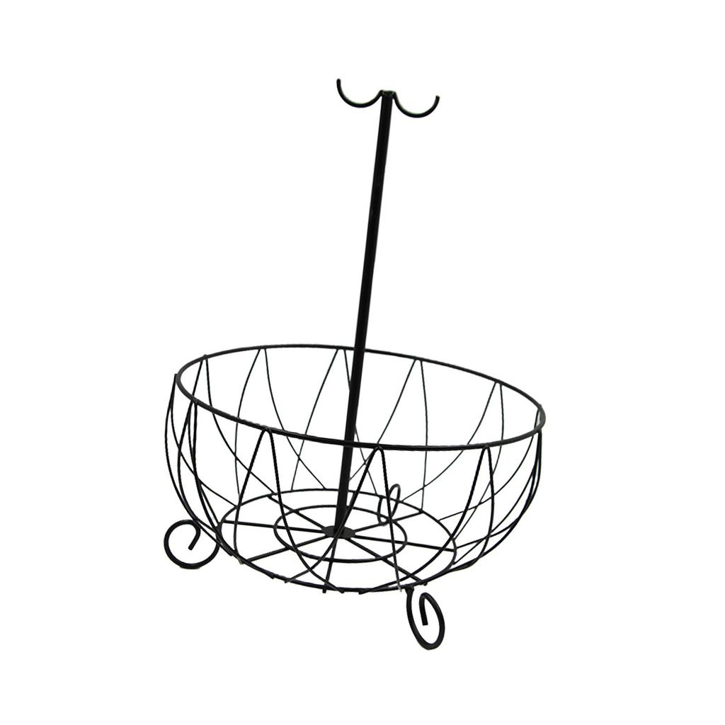 Fruit basket with banana holder, tree hook, banana holder and open wire fruit