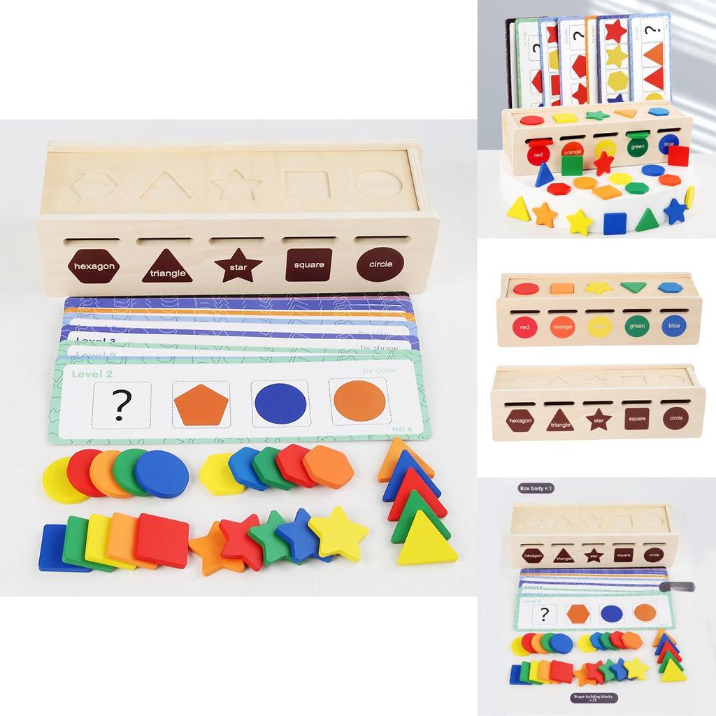 Holz-Formen-Farb-Sortier-Spielzeugkiste für Kinder, pädagogisch, Lern- und Hand-Auge-Koordination
