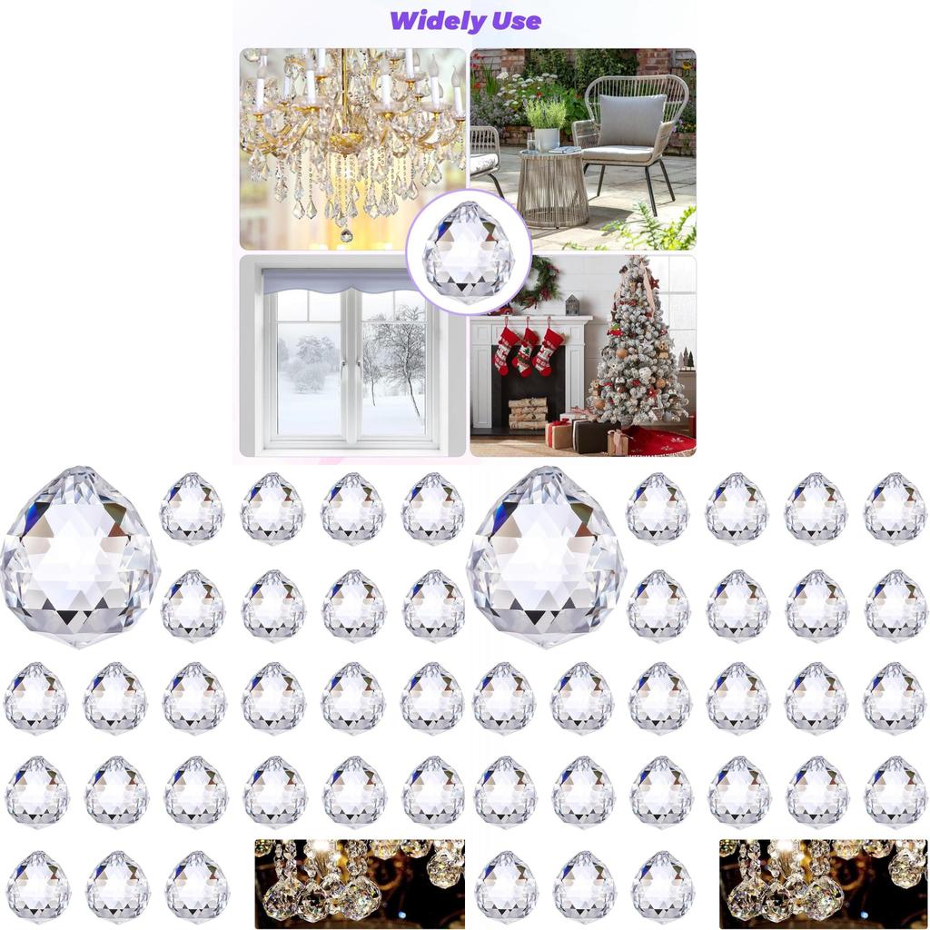 24pcs Crystal Hanging Ornaments 20mm Faceted Balls For Wedding Decor And Christmas Gifts