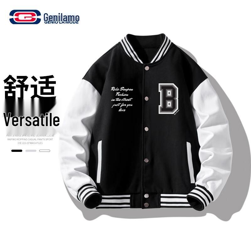 

GENIOLAMODE Men s Color-Block Letter Baseball Jacket 3XL