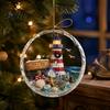 Santa Claus Elk Pattern Decor 250 Anniversary USA Sea Glass Christmas Ornament 1776-2026 Patriotic Faux Crystal Home Window Hanging Ornament