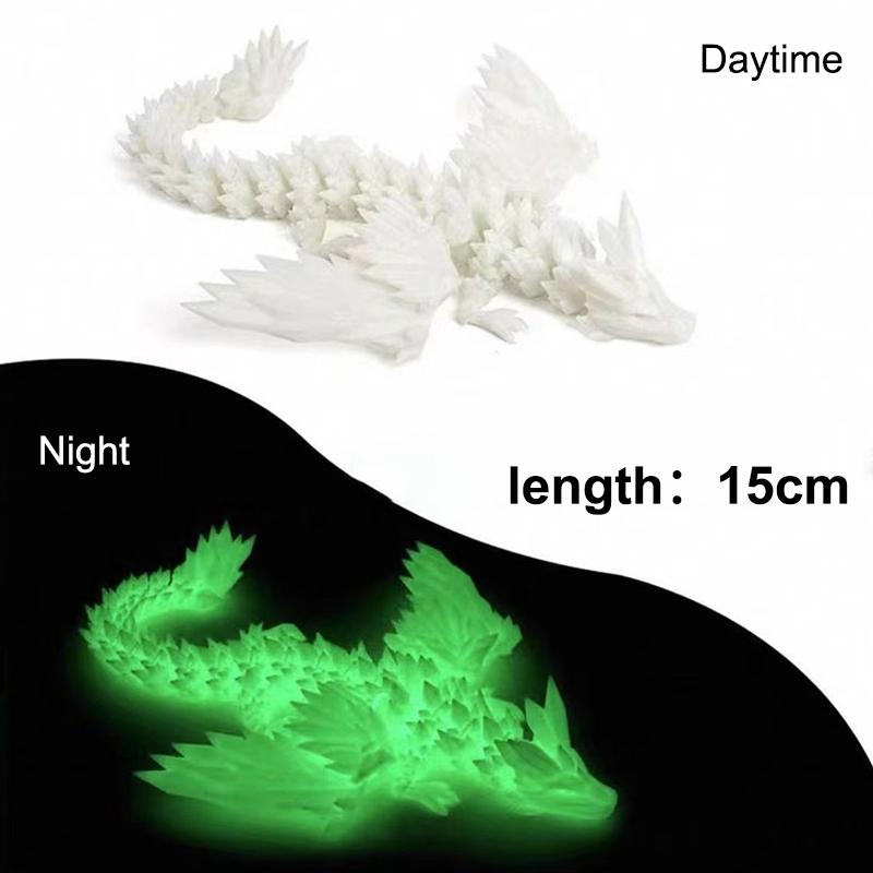 3D Printed Dragon Colorful Gem Dragon Figurines Movable Joint Rotatable Articulated Dragon Crafts Desktop Western Action Figure