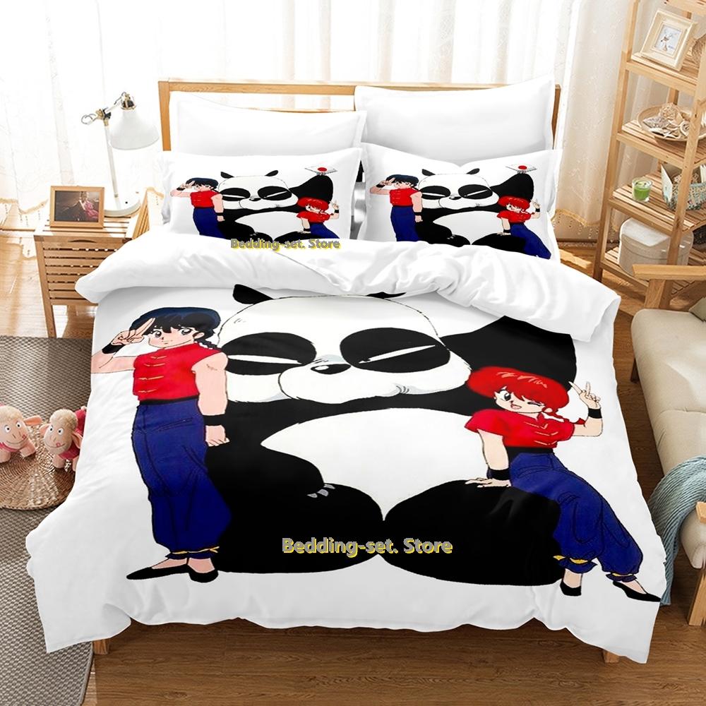 

Comforter Ranma 1/2 Bedding Set Single Twin Full Queen King Size Bed Set Adult Kid Bedroom Duvet Sets 3D Print Anime Bed Comforter (quilt)-EU Single(135*200cm)3pcs