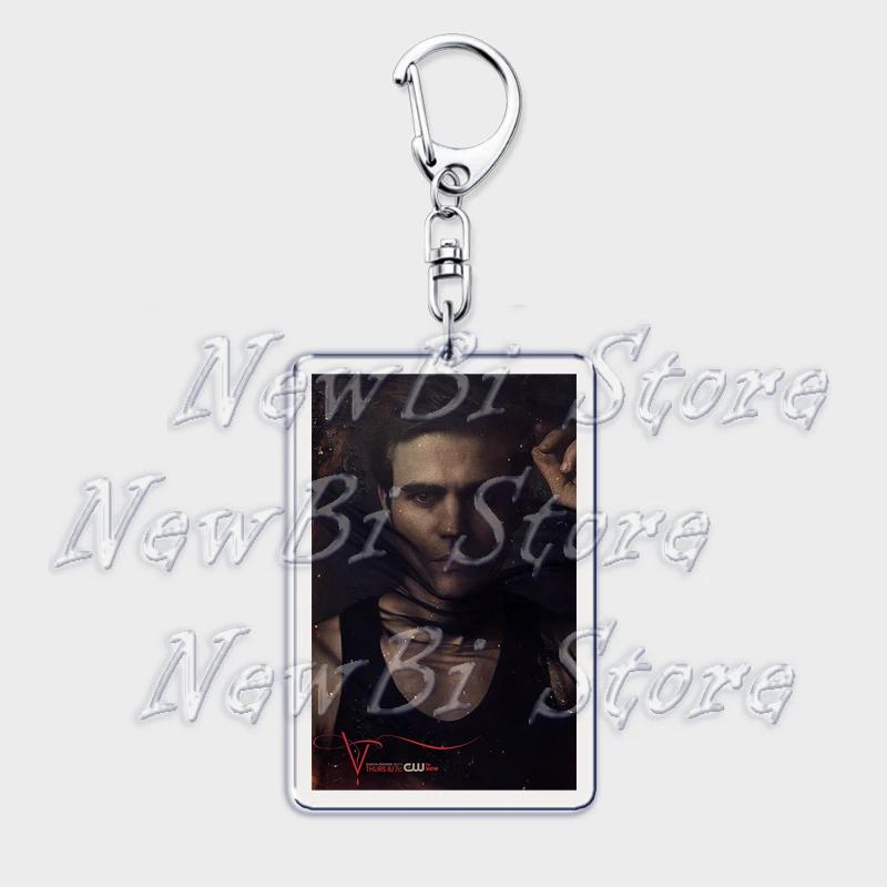TVD The Vampire Diaries Keychain for Accessories Bag Damon Stefan Salvatore Elena Gilbert Key Chain Keyring Jewelry Fans Gifts
