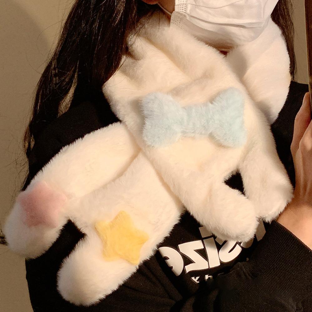 Thicken Cross Scarf Cartoon Gloves New Neckerchief Wrap  Winter