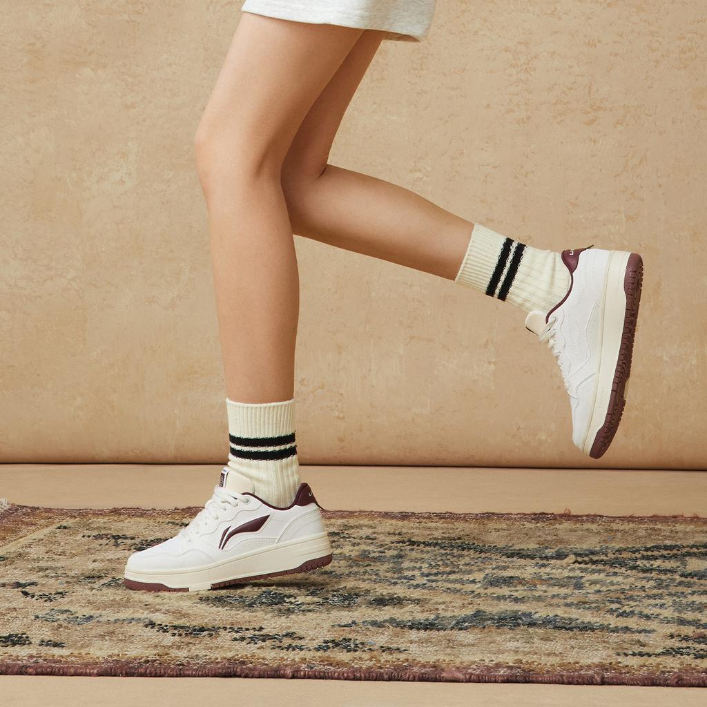 New LiNing Tianji Soft Anti Slip Wear Resistant Lightweight Breathable Low Top Skateboard Shoes Women's White Purple AGCU310-1
