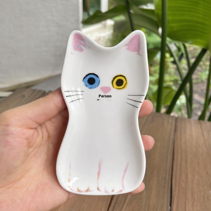 Cute Pets Cat Sauce Dish Ceramic Creative Cute Cat Face Shaped Condiment Dish Small Plates Tableware Home Kitchen Supplies New
