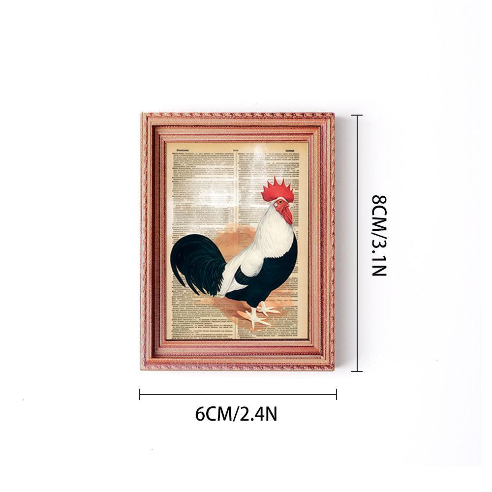 

Retro Chicken 3D Wooden Magnetic Photo Frame & Refrigerator Sticker Set