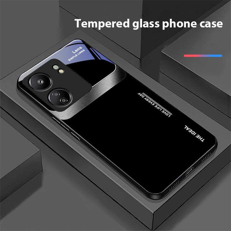 Vetro Temperato Nero con Finestra Grande per Xiaomi Redmi 13C Note13 12 Pro Plus 5G Note 9 13T Pro POCO X6 F5 F6