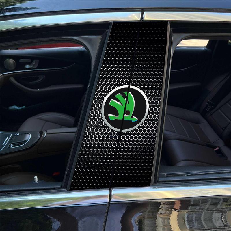 BAUO3 2Pcs Car Center Pillar Sticker Auto B Pillars Protective Film For Skoda Kamiq Kodiaq Karoq Yeti Octavia Fabia Rapid Vrs Superb